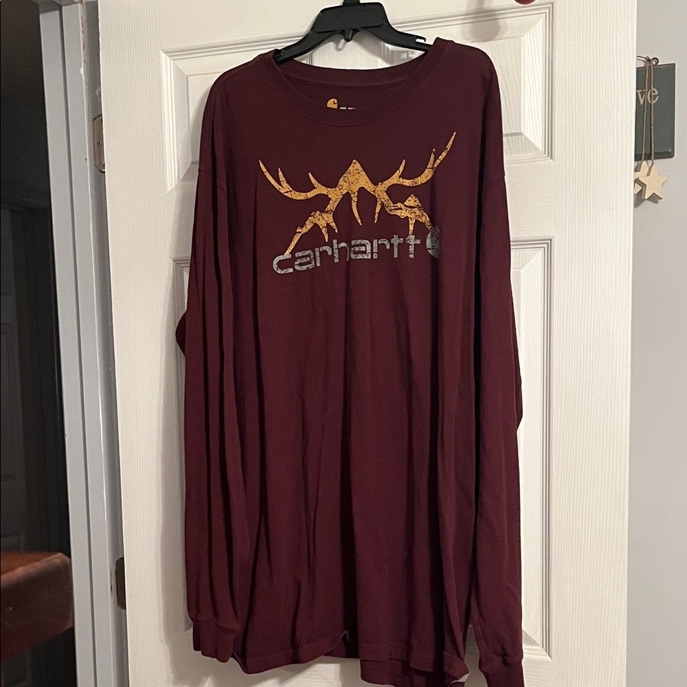 Carhartt Men's Burgundy Long Sleeve Tee